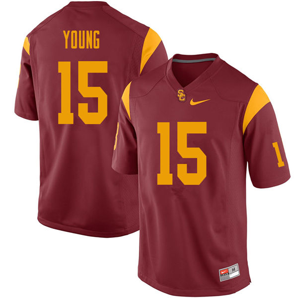 Men #15 Keyshawn Young USC Trojans College Football Jerseys Sale-Cardinal